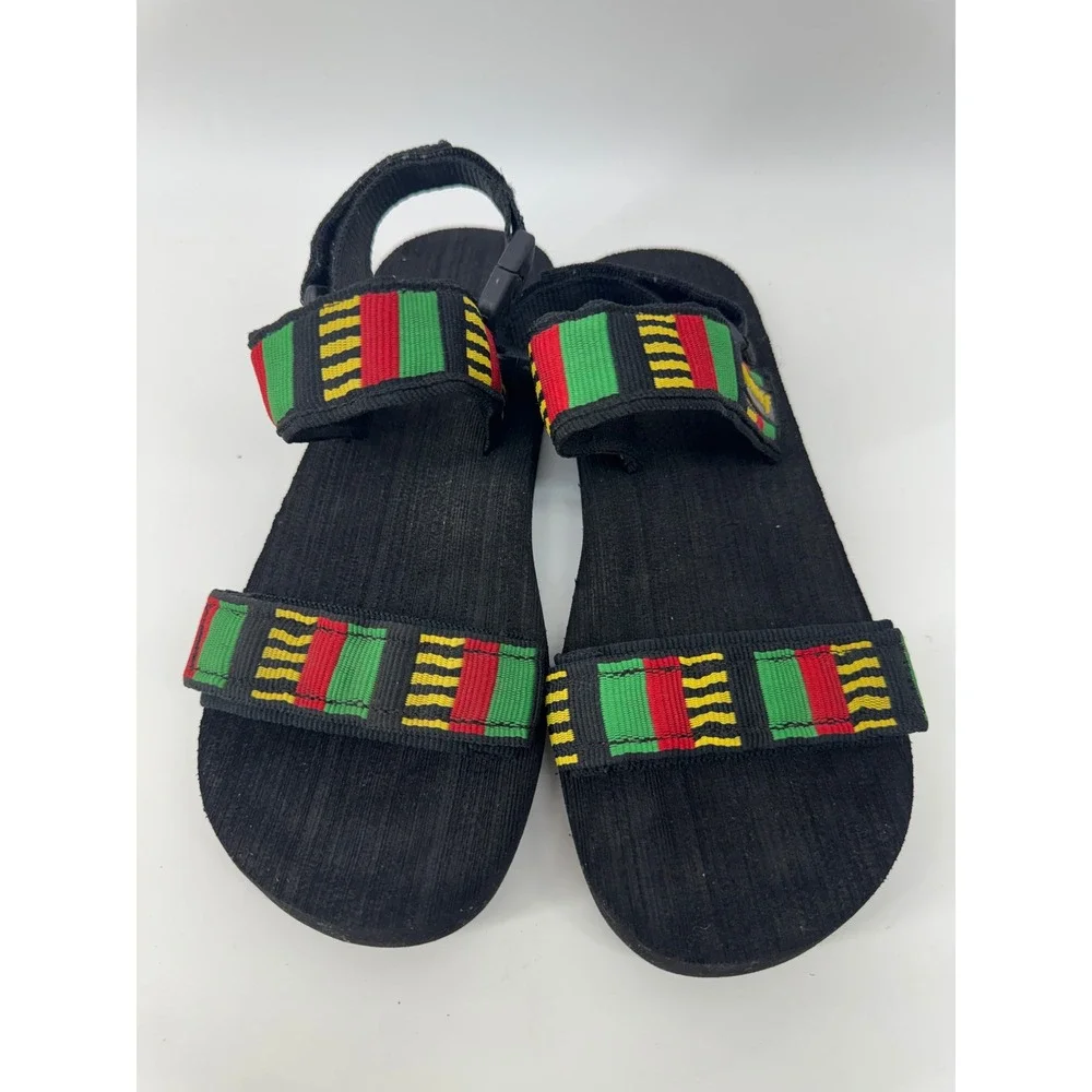 Reef Rasta Sandals Mens 8 Black Red Yellow Green